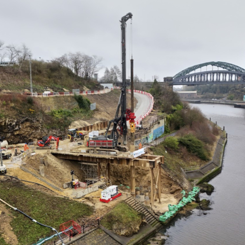 Temporary works on the bridge.