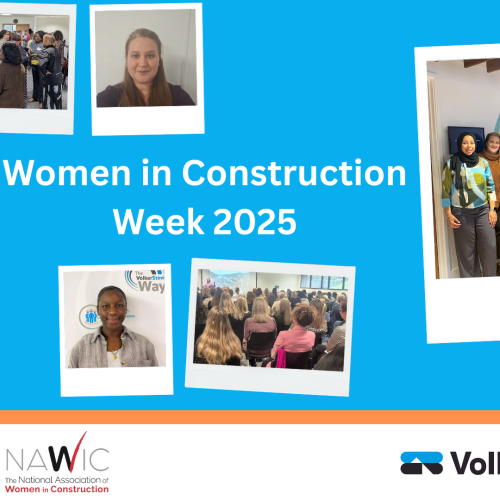 Collage of women in construction. 