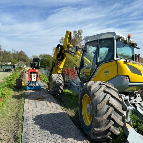 Spider excavator on a construction site
