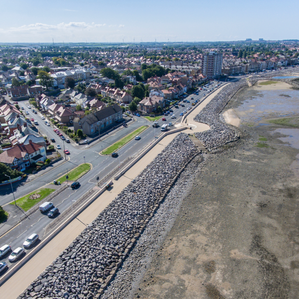 Morecambe wave wall. Environment Agency